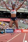 Lorraine Ugen taking part in the long jump at the  2013 IAAF Diamond League, Sainsbury's Anniversary Games, Queen Elizabeth Olympic Park, London.